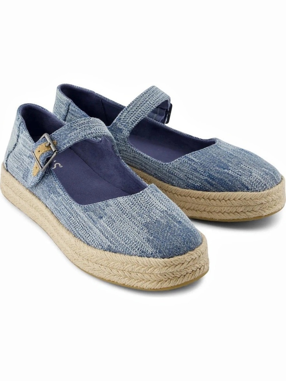 TOMS Carolina Mary Jane Espadrille Blue Wedges